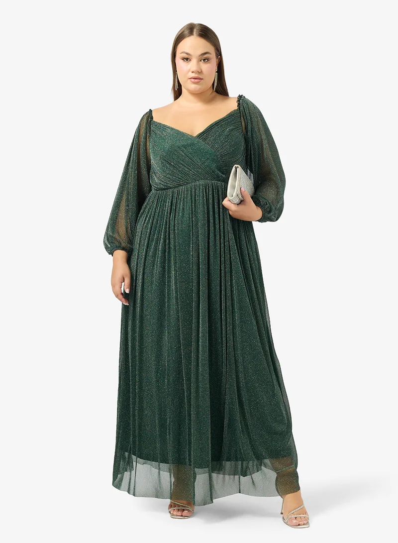 Ella Plus  Plus Size Cold Shoulder Shimmer Dress for Women | Best Price UAE